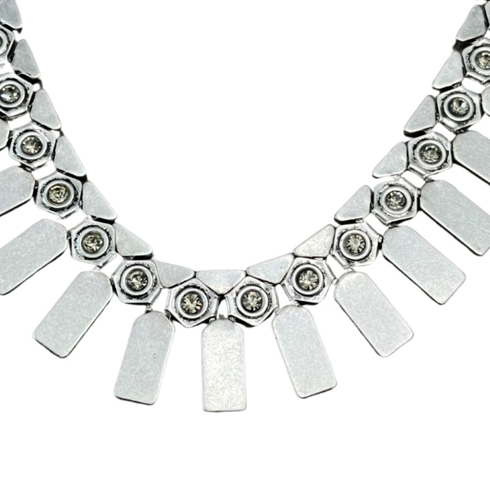 1275 Premier Designs Silver Crystal Fringe Necklace - Picture 2 of 4